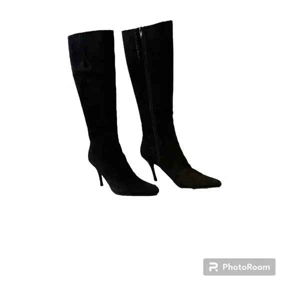 EUC NINE WEST Black Suede Tall Boots Lynol 6.5 M - Picture 8 of 11